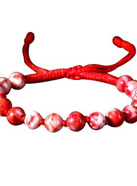 自然风原矿手串本命年女士鸡血石