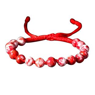 铜仁真朱砂原石手链自然原矿玉化鸡血石圆珠手串马年本命年饰品女