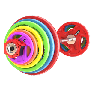 杠铃男士健身家用100kg 举重奥杆组合包胶套装女臀桥卧推深蹲铁片