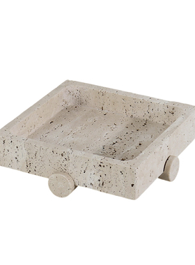 现代轻奢黄洞石装饰盘茶几摆设