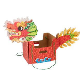 新年马年手工diy国潮划赛龙舟船旱地龙头儿童制作材料幼儿园道具