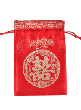 红色糖果束口收纳布袋