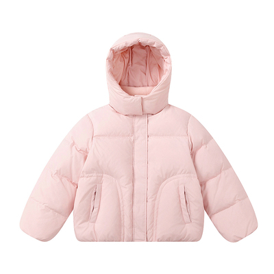 笛莎童装女童羽绒服冬季新款儿童女孩中大童短款连帽外套粉色加厚