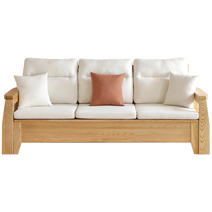 优尚雅轩北欧日式白蜡木全实木沙发现代简约原木冬夏两用储物沙发