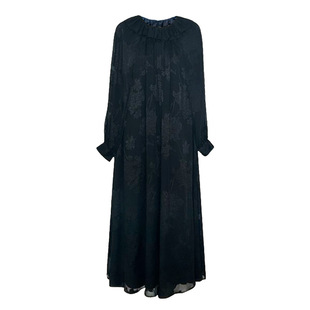 【墨韵花影】CHENSHII秋季新款法式荷叶领连衣裙女宽松显瘦烧花裙