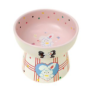 猫碗陶瓷套装猫食盆宠物碗猫喝水碗粮碗猫咪增高饭碗防打翻狗狗碗