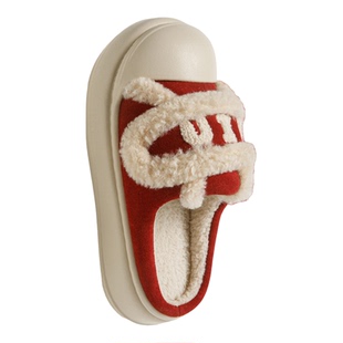 大红色棉拖鞋2026新款厚底毛拖鞋女冬季加绒保暖防滑包头棉鞋外穿