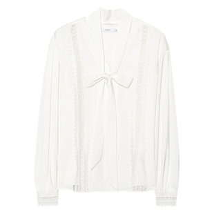 【0元入会1件9折】伊芙丽outlets淡人蕾西拼接镂空衬衫衬衣上衣女