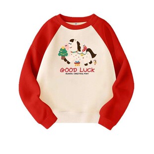 新年弟弟妹妹加绒款红色卫衣2026马年新款儿童可爱春节拜年拍照服