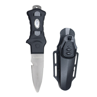 东煊钛合金潜水刀水域救援刀户外求生专用消防逃生潜水绑腿割绳刀