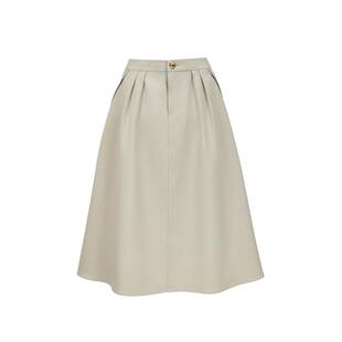 vq区绫致Vero Moda半身裙2025秋冬立体压褶纽扣插兜中腰A摆中长裙