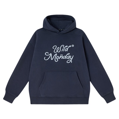 吕小虎美式休闲刺绣加绒连帽卫衣