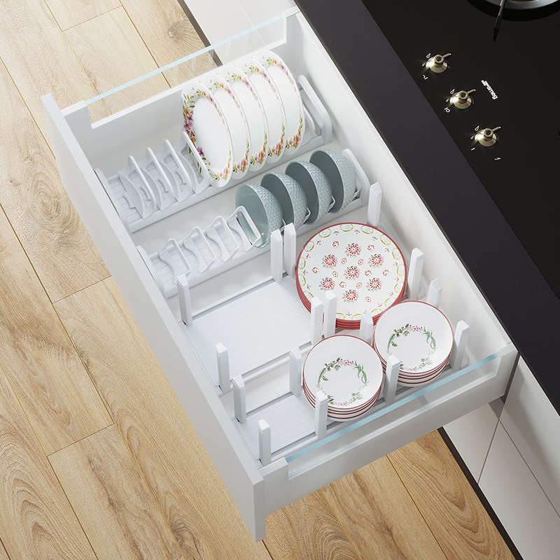 格麦抽屉碗碟架柜内厨房分格收纳架内置碟橱柜置物式盘架盘子碟碗
