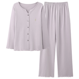 芬腾可安睡衣女款2026冬高级感纯棉女士长袖秀雅家居服套装春秋季