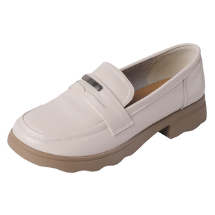 头层牛皮乐福鞋女2026春秋新款真皮大码女鞋软底百搭英伦风小皮鞋