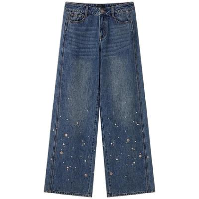 ICE DUST X LOOKNOW设计师品牌2025秋冬新款钉珠直筒牛仔裤