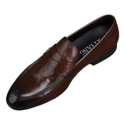 一脚蹬皮鞋男简约日常棕色休闲鞋