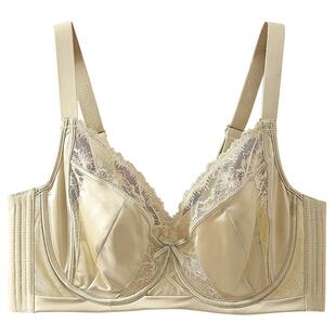 大码蕾丝边超薄款文胸软托防下垂聚拢胖mm无痕透气女士内衣D罩杯