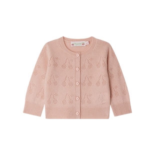 【新品】2025秋冬女小童山羊绒镂空樱桃图案开衫Bonpoint童装