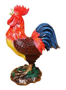 已祝福手工彩绘铜金鸡报晓摆件