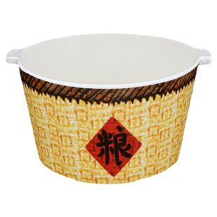 饭店打饭桶商用塑料密胺米饭桶多人双耳带盖酒店餐厅防摔碗盛饭桶