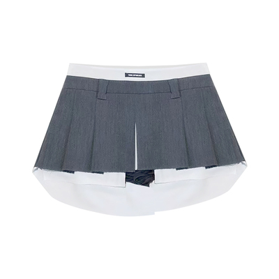 学院风假两件中腰四季可穿短裙