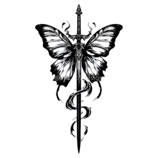 INKCOOL 蝶剑灵纹身贴演唱会音乐节防水持久草本纹身贴男女IK112