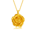 周大生玫瑰花黄金吊坠足金挂坠送女友纯金项链节日纪念过生日礼物
