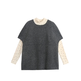 通勤孕妇职业装套装冬装上衣宽松大码孕妇羊毛马甲背心内穿两件套