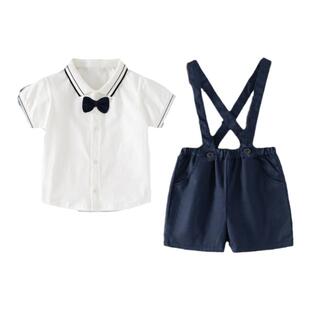 男童夏装背带裤2026小少爷套装新款周岁宝宝生日夏季薄款婴儿帅气