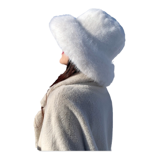 毛绒帽子女冬季保暖大头围盆帽显脸小水桶渔夫帽2025新款东北棉帽