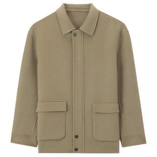 MindBridge2025年冬简约行政翻领羊毛大衣男士纯色通勤双面呢夹克