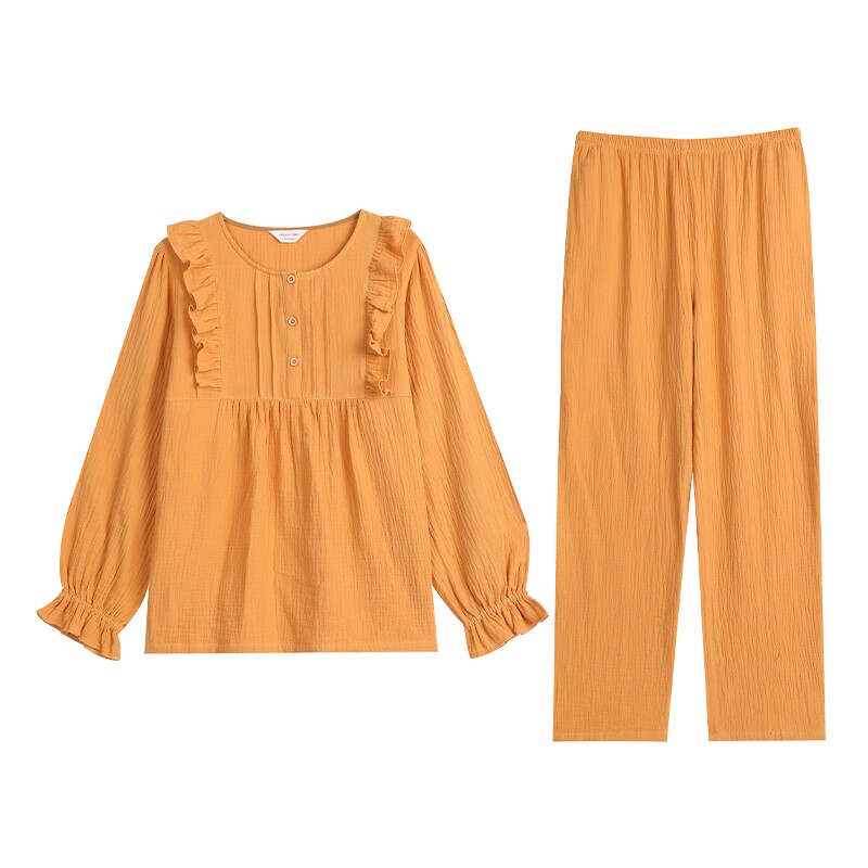 秋鹿睡衣女款纯棉春秋家居服套装