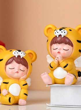 新品 网红老虎家居树脂摆件2021新款创意可爱新年礼物家居客厅卧