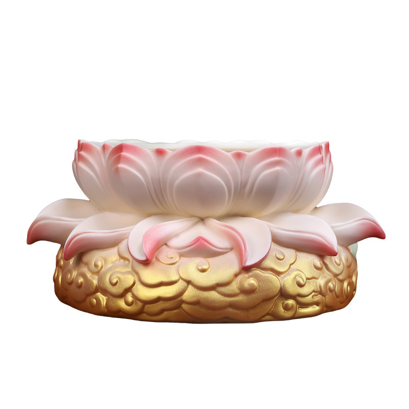 莲花香炉供佛插香室内陶瓷精工彩