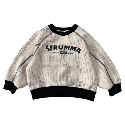 秋冬男孩时尚扎染一体绒卫衣帅气