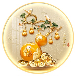 葫芦led带灯轻奢入户玄关装饰画走廊过道挂画壁画简约现代高级感