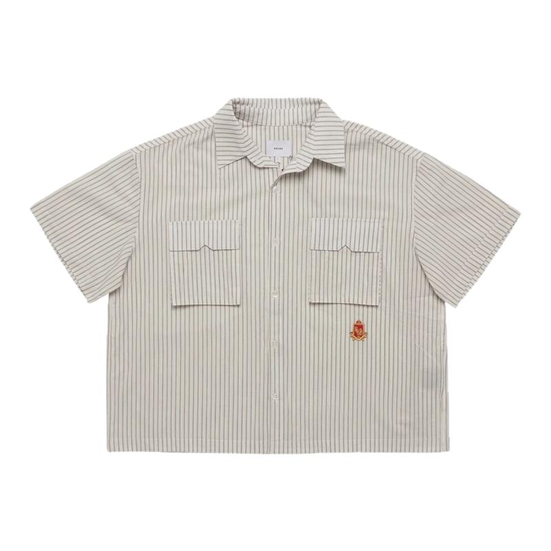 RHUDE美式条纹短袖衬衫