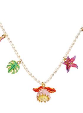 JuicyGrape天然珍珠花朵项链