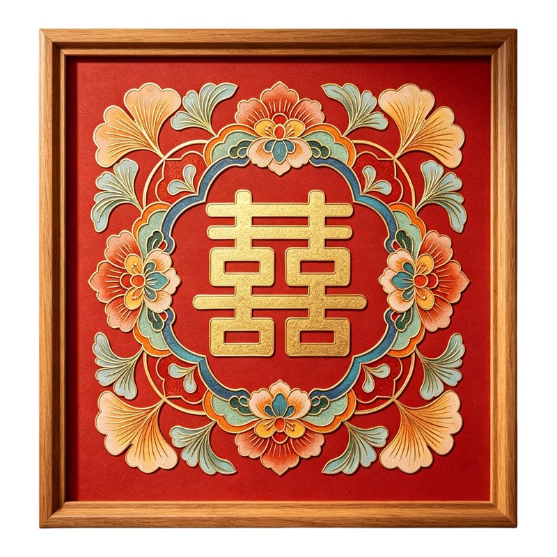 景泰蓝双喜字银杏叶DIY材料包结婚礼物陪嫁掐丝珐琅手工相框摆件