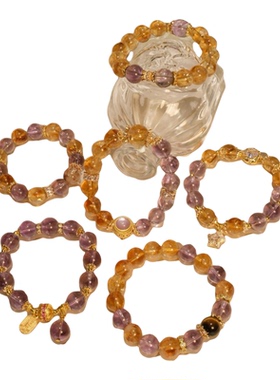 「落日熔金系列」招财水晶手链