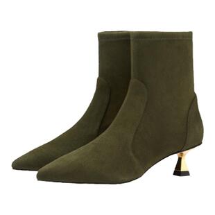 SW STUART LOVEKNOT 85 BOOTIE 尖头细跟尖头蝴蝶结袜靴女