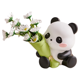 可爱治愈系熊猫花瓶摆件客厅插花电视柜家居装饰品仿真花假花玄关