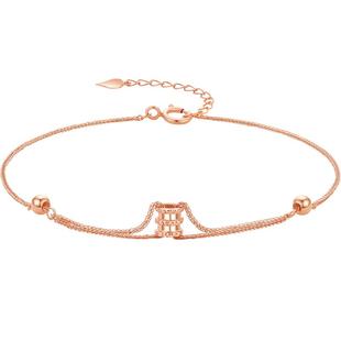 周六福红18K金手链女小蛮腰玫瑰金转运多彩金新年礼物送女友