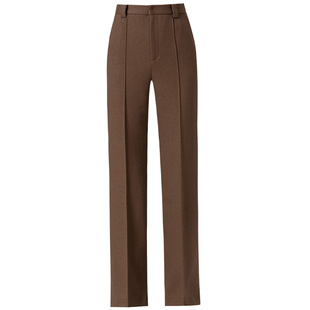 针织毛呢直筒裤女垂感2025秋冬立体中线羊毛阔腿裤加厚高腰长裤子