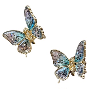 国风绿色流苏蝴蝶小号抓夹女中式古风复古发夹鲨鱼夹汉服发饰头饰