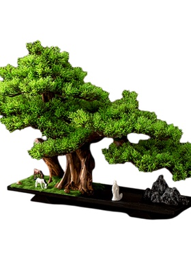 仿真植物迎客松盆景红枫叶盆栽软装饰新中式风格客厅玄关桌摆件