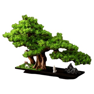 仿真植物迎客松盆景红枫叶盆栽软装饰新中式风格客厅玄关桌摆件
