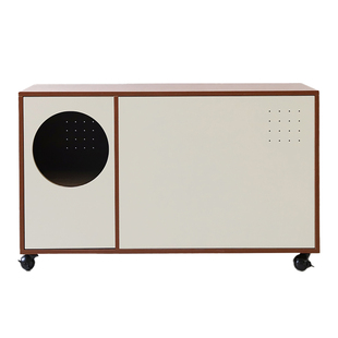 PurrKnave奶油风猫厕所实木猫砂柜中古风猫柜猫砂盆防外溅封闭式