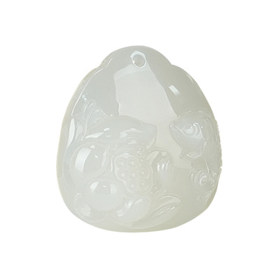 和田玉荷花锦鲤吊坠女款